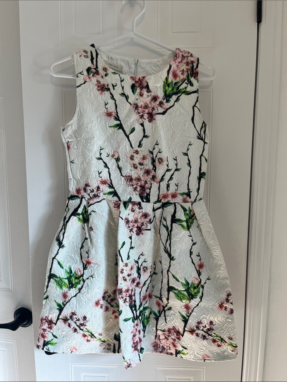 White Floral Fit-and-Flare Dress